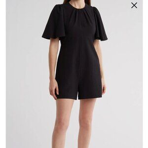 CALVIN KLEIN Women's Flutter Sleeve Black Romper , Plus Size, Size 14